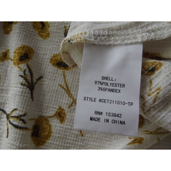 Melloday Blouse Womens Size 2X White Gold Floral Print Ruffle V-neck textured - Picture 11 of 12